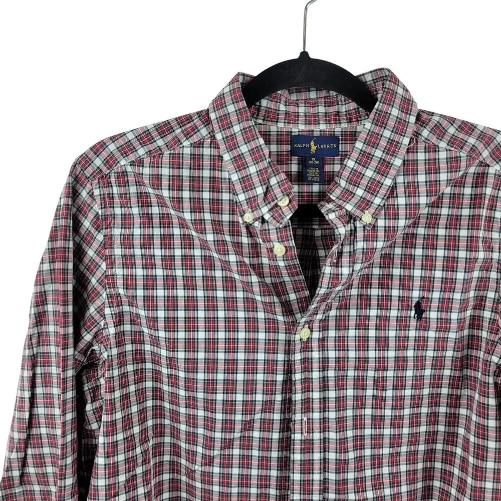 Polo Ralph Lauren Men's XS Shirt Button Down Red Plaid 100% Cotton 80s VTG